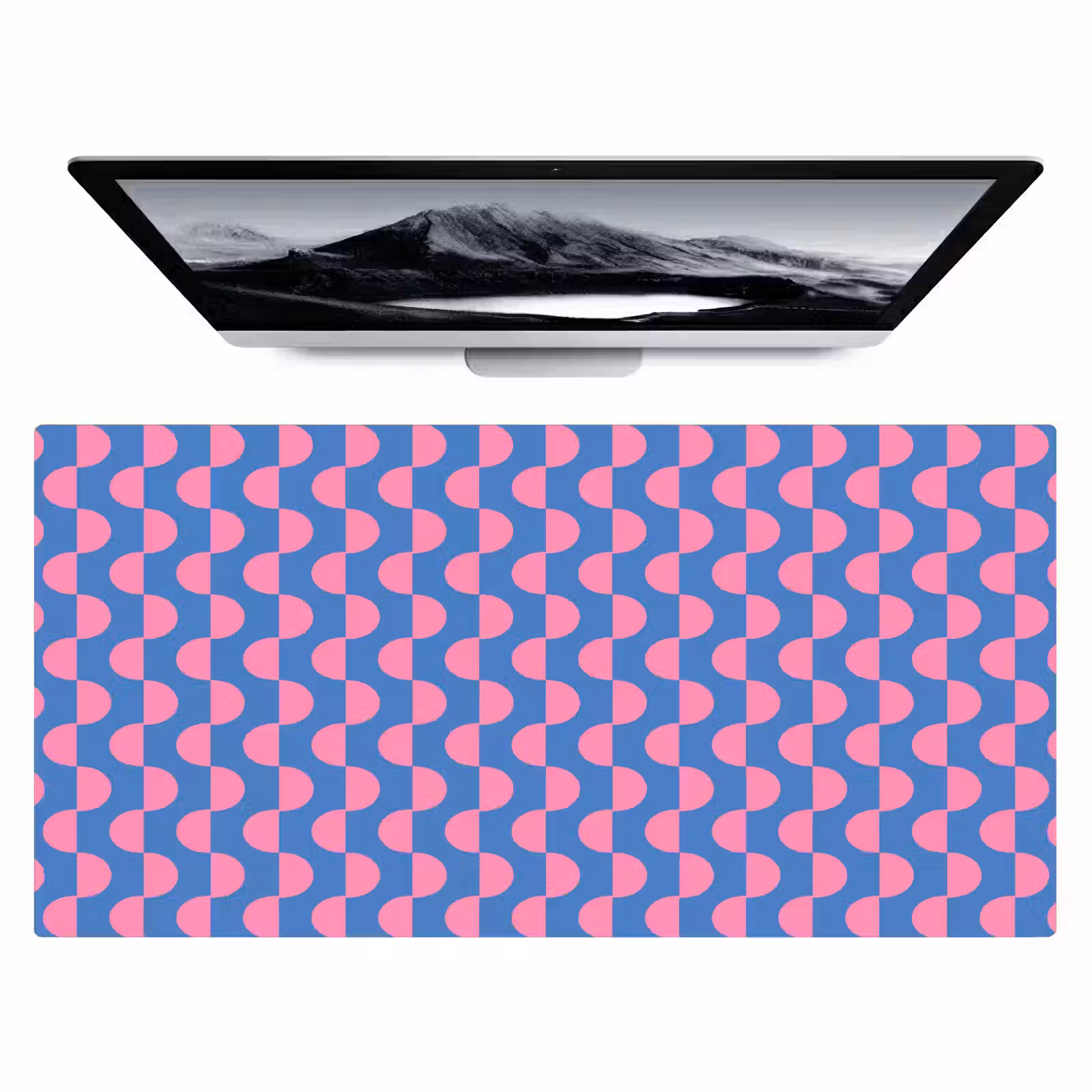 Bureau onderlegger - Patroon - Halve cirkels - Abstract - Modern - Roze - Blauw — 1