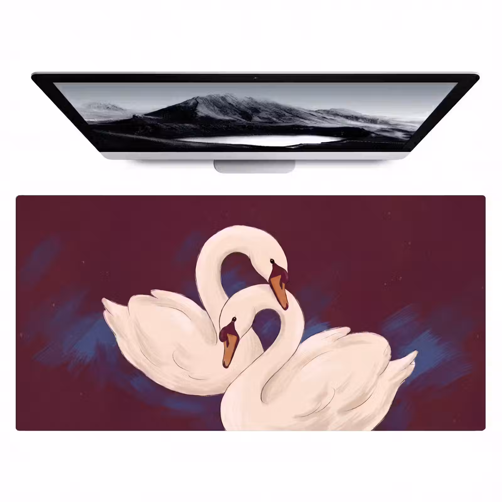 Bureau onderlegger - Vogel - Koppel - Liefde - Abstract - Wit — 1