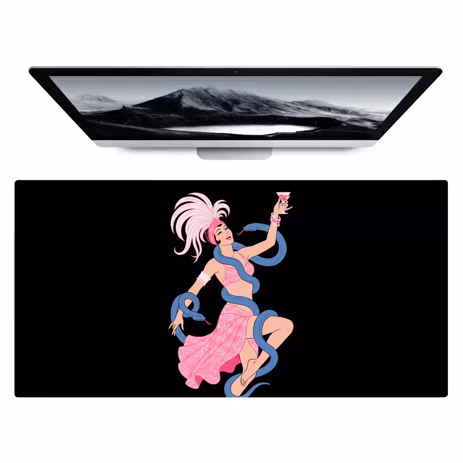 Bureau onderlegger - Vrouw - Danseres - Slangen - Art Deco - Roze — 1
