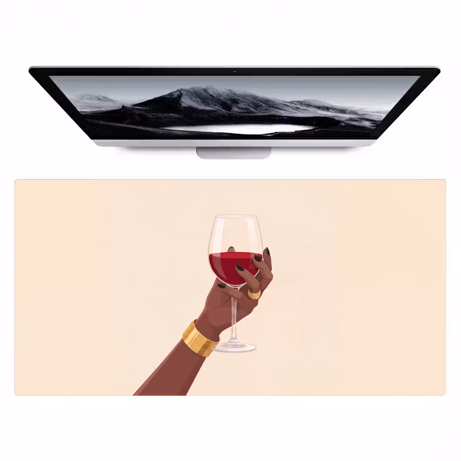Bureau onderlegger - Vrouw - Wijn - Glas - Illustratie - Rood — 1