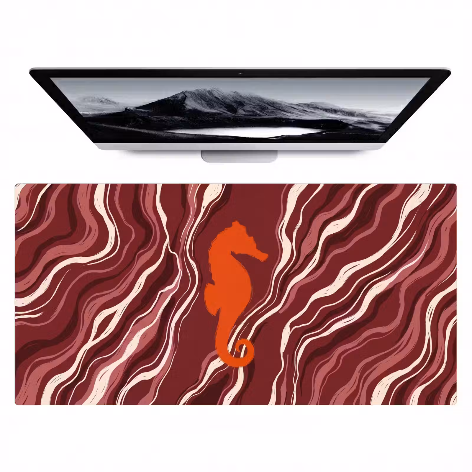 Bureau onderlegger - Zeepaardje - Golven - Zeeleven - Abstract - Oranje — 1
