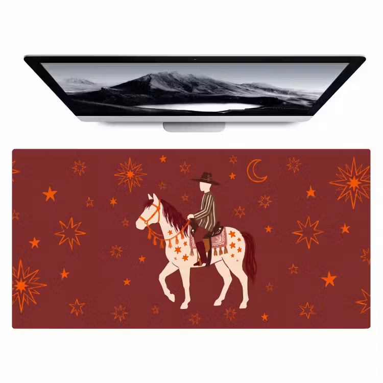 Bureau onderlegger - Paard - Ruiter - Sterren - Nacht - Illustratie — 1