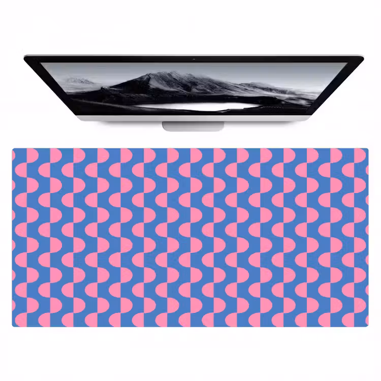 Bureau onderlegger - Patroon - Halve cirkels - Abstract - Modern - Roze - Blauw — 1