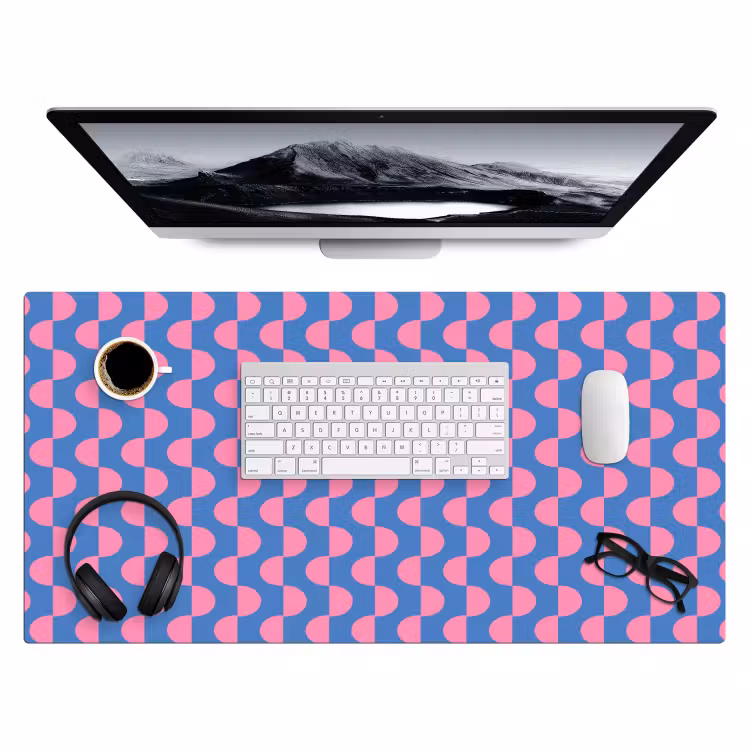 Bureau onderlegger - Patroon - Halve cirkels - Abstract - Modern - Roze - Blauw — 4
