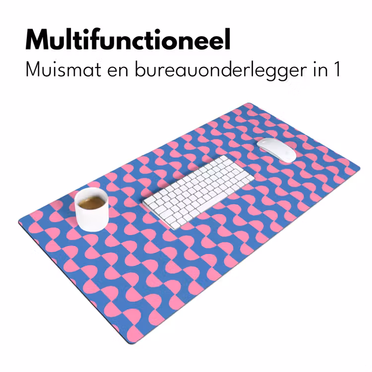 Bureau onderlegger - Patroon - Halve cirkels - Abstract - Modern - Roze - Blauw — 7