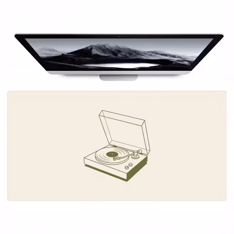 Bureau onderlegger - Platenspeler - Vinyl - Muziek - Minimalistisch - Groen — 1
