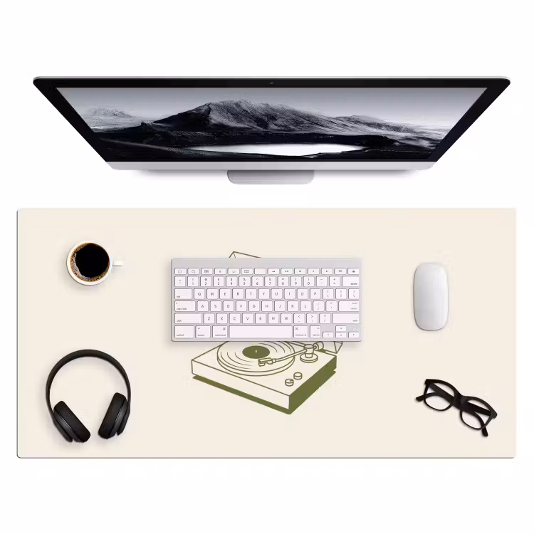 Bureau onderlegger - Platenspeler - Vinyl - Muziek - Minimalistisch - Groen — 4