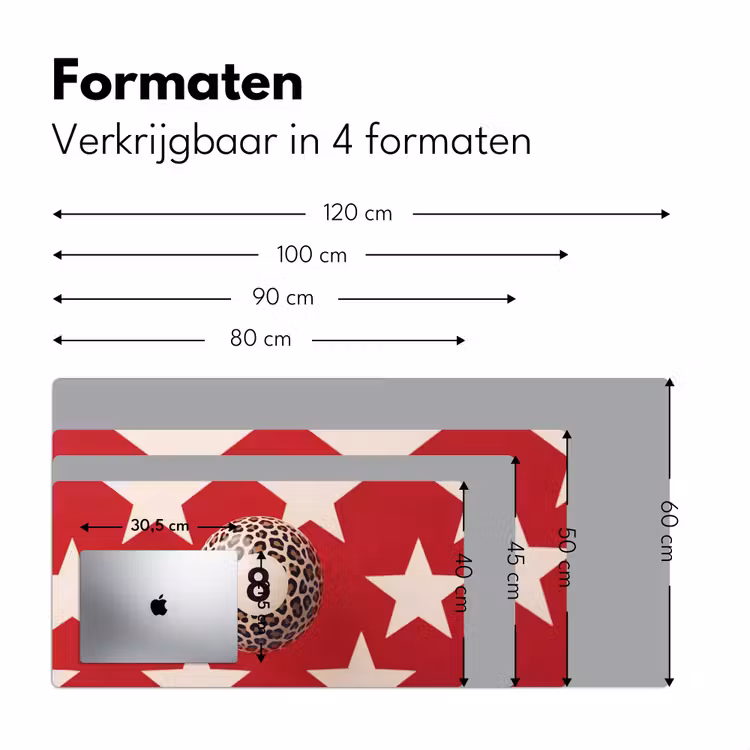 Bureau onderlegger - Spel - Dierenprint - Nummer 8 - Modern - Rood — 8