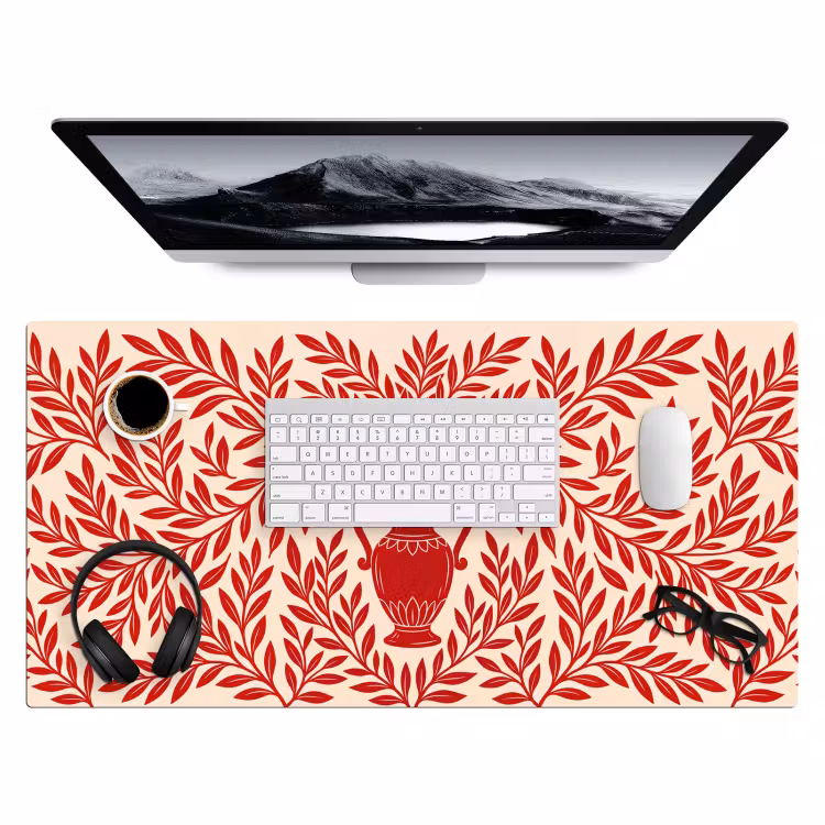 Bureau onderlegger - Vaas - Planten - Decoratie - Abstract - Rood — 4