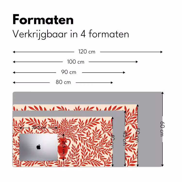 Bureau onderlegger - Vaas - Planten - Decoratie - Abstract - Rood — 8