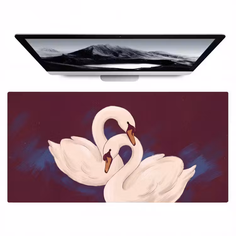 Bureau onderlegger - Vogel - Koppel - Liefde - Abstract - Wit — 1