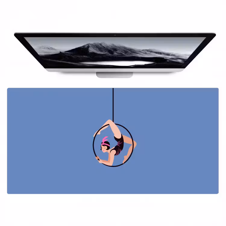 Bureau onderlegger - Vrouw - Aerial hoop - Art deco - Illustratie - Blauw — 1