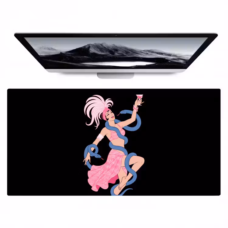 Bureau onderlegger - Vrouw - Danseres - Slangen - Art Deco - Roze — 1