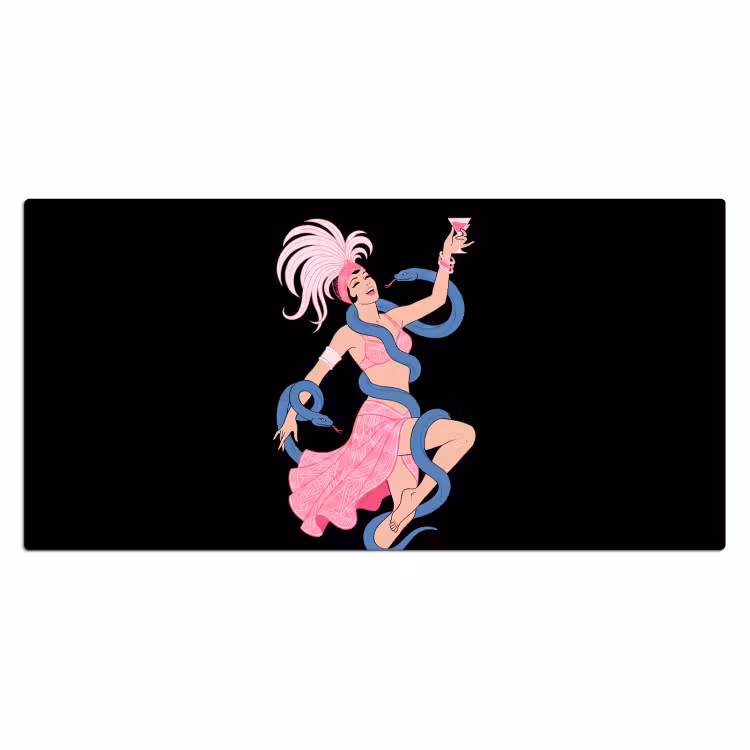 Bureau onderlegger - Vrouw - Danseres - Slangen - Art Deco - Roze — 2