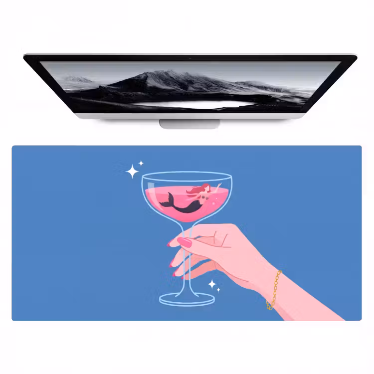 Bureau onderlegger - Vrouw - Glas - Abstract - Roze - Blauw — 1