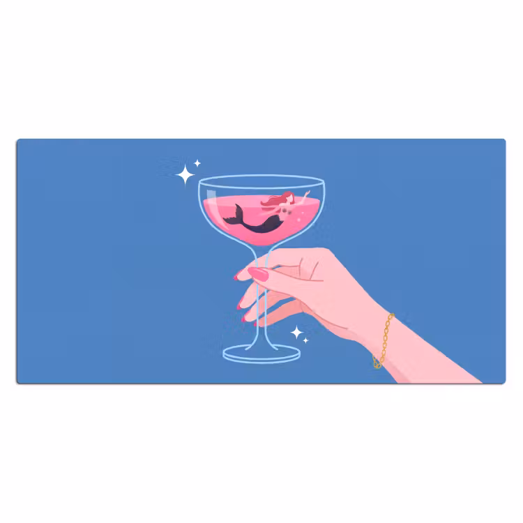 Bureau onderlegger - Vrouw - Glas - Abstract - Roze - Blauw — 2