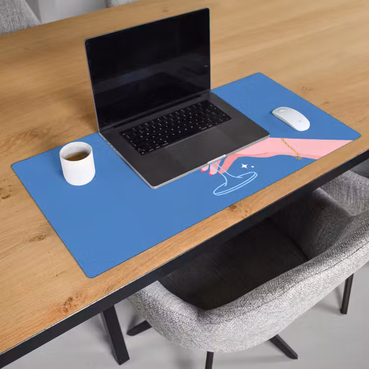 Bureau onderlegger - Vrouw - Glas - Abstract - Roze - Blauw — 3