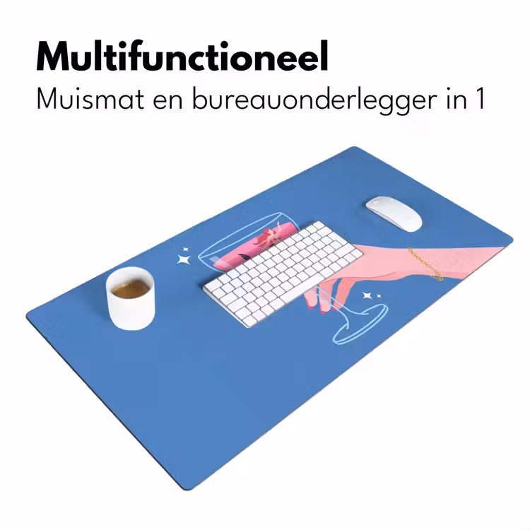 Bureau onderlegger - Vrouw - Glas - Abstract - Roze - Blauw — 7