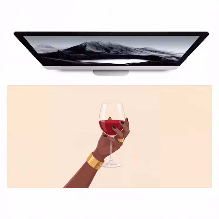 Bureau onderlegger - Vrouw - Wijn - Glas - Illustratie - Rood — 1