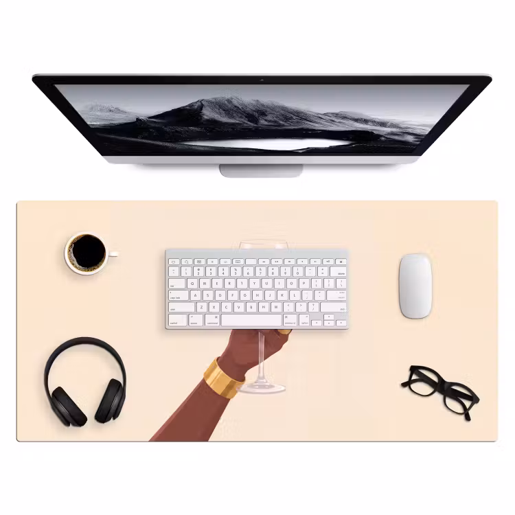 Bureau onderlegger - Vrouw - Wijn - Glas - Illustratie - Rood — 4