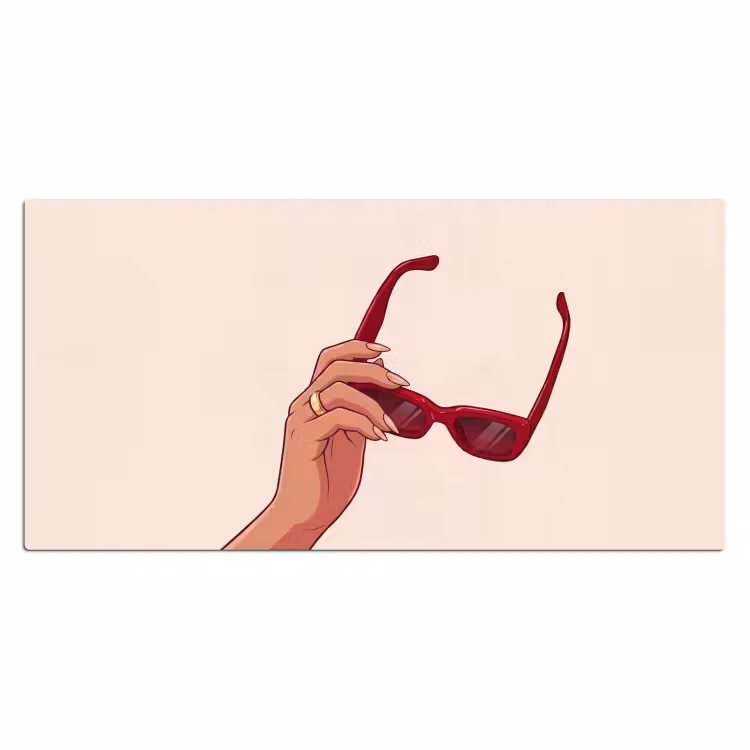 Bureau onderlegger - Vrouw - Zonnebril - Mode - Rood - Illustratie — 2