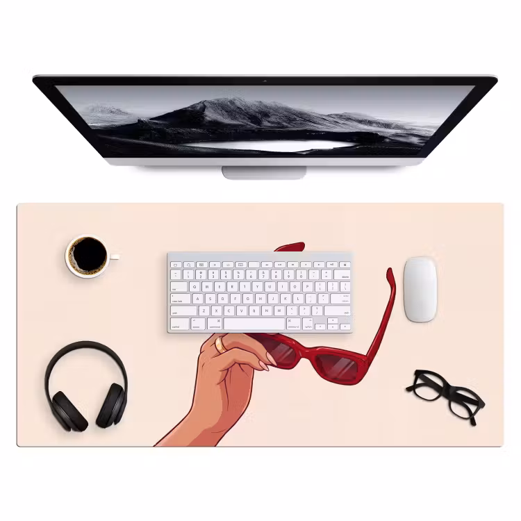 Bureau onderlegger - Vrouw - Zonnebril - Mode - Rood - Illustratie — 4
