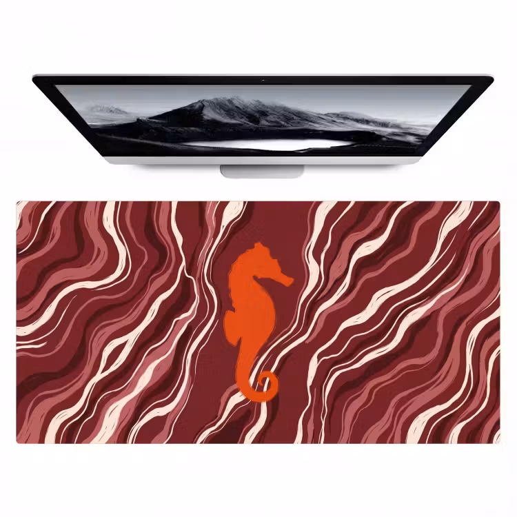 Bureau onderlegger - Zeepaardje - Golven - Zeeleven - Abstract - Oranje — 1