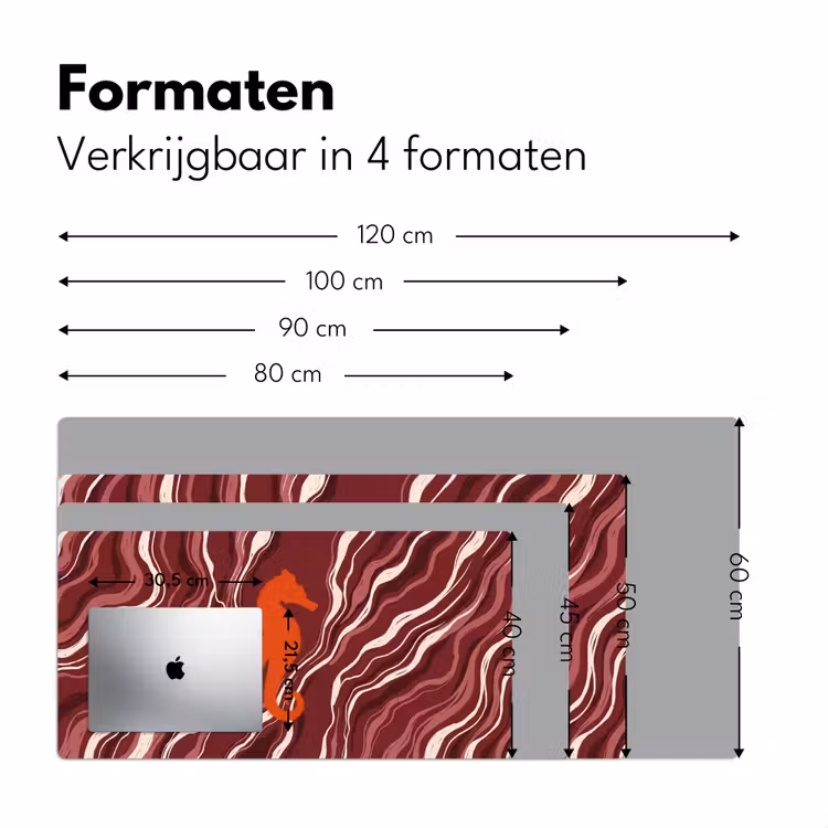 Bureau onderlegger - Zeepaardje - Golven - Zeeleven - Abstract - Oranje — 8