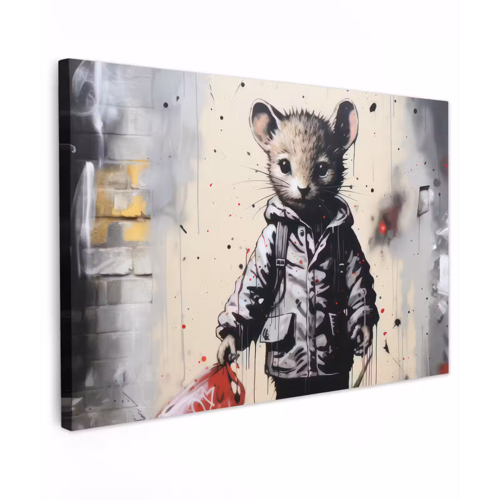 Canvas schilderij - Muisje - Rood - Graffiti — 1