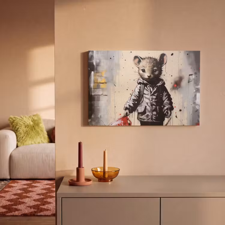 Canvas schilderij - Muisje - Rood - Graffiti — 2