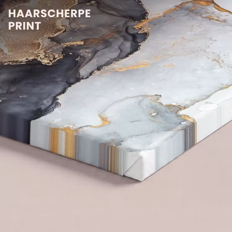Canvas schilderij - Marmer - Zwart - Wit - Goud - Luxe - Abstract — 5