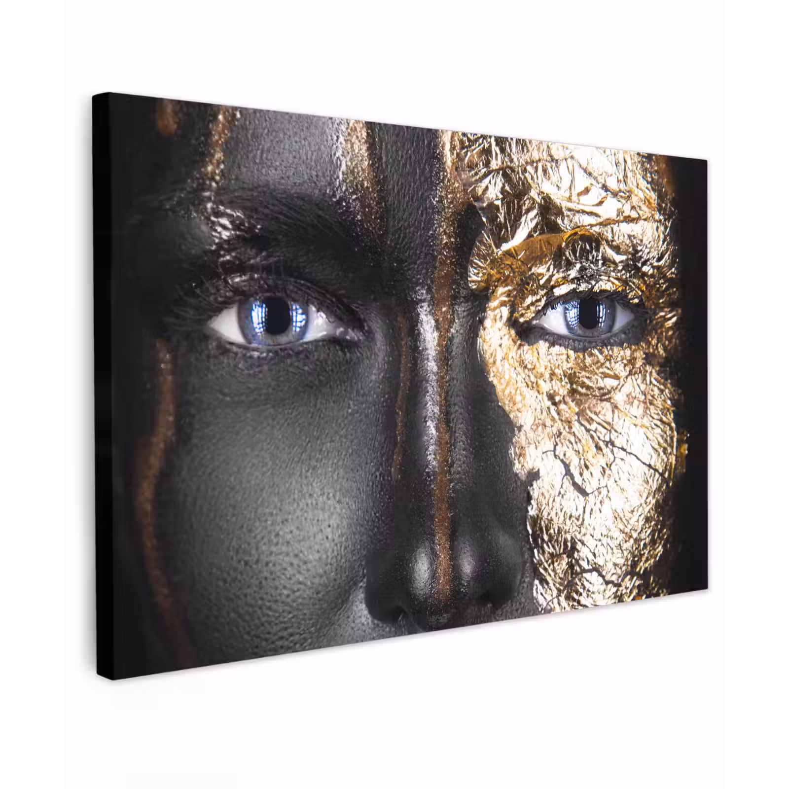 Canvas schilderij - Vrouw - Bladgoud - Zwart - Goud - Luxe — 1