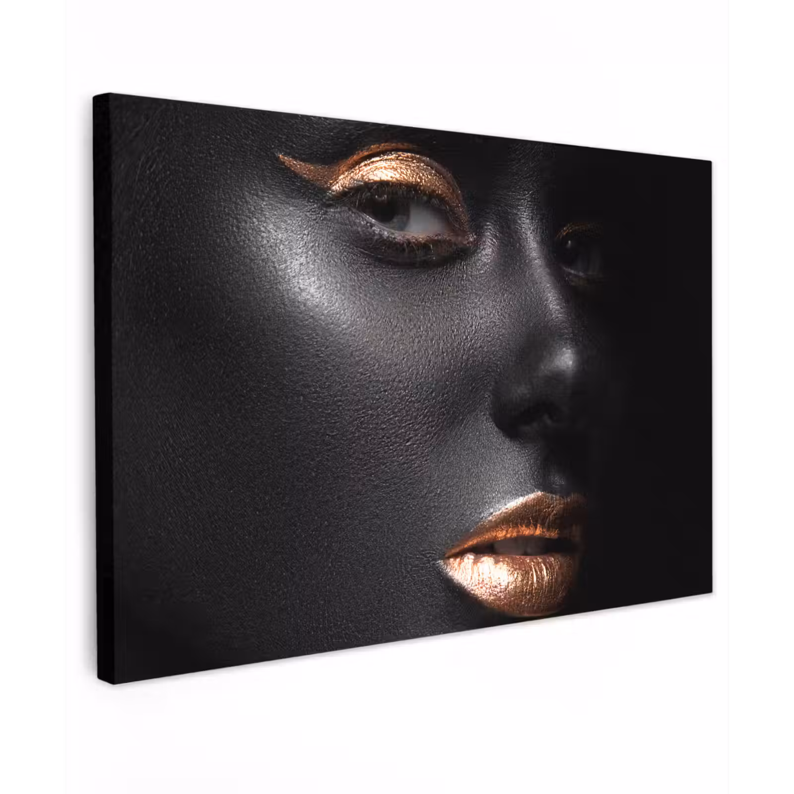 Canvas schilderij - Vrouw - Make-up - Koper - Zwart — 1