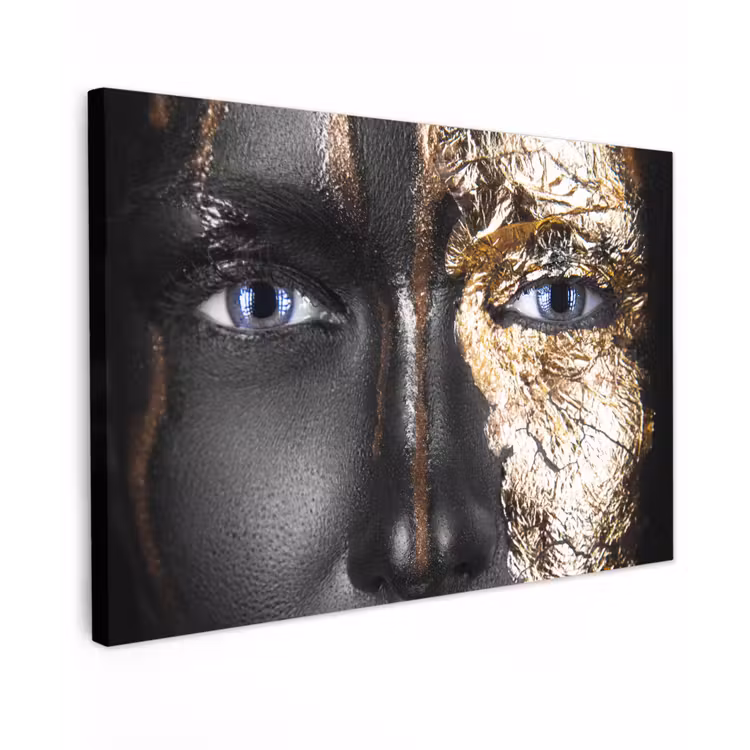 Canvas schilderij - Vrouw - Bladgoud - Zwart - Goud - Luxe — 1