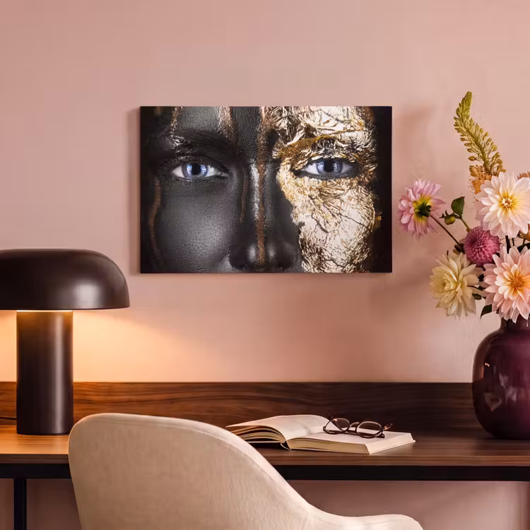 Canvas schilderij - Vrouw - Bladgoud - Zwart - Goud - Luxe — 6