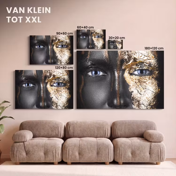 Canvas schilderij - Vrouw - Bladgoud - Zwart - Goud - Luxe — 8