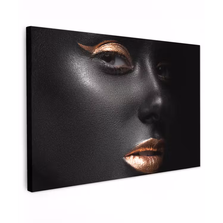 Canvas schilderij - Vrouw - Make-up - Koper - Zwart — 1