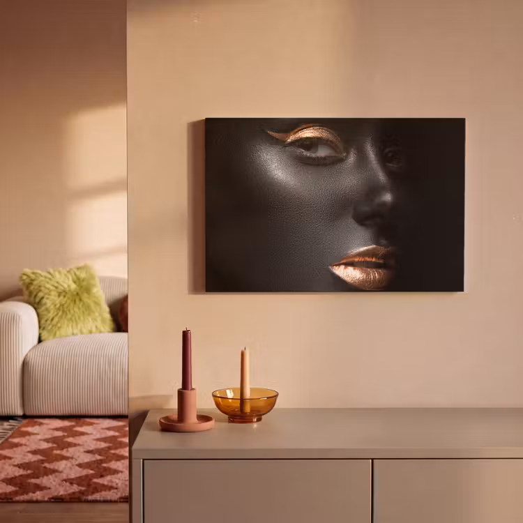 Canvas schilderij - Vrouw - Make-up - Koper - Zwart — 2