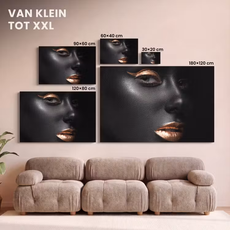 Canvas schilderij - Vrouw - Make-up - Koper - Zwart — 8