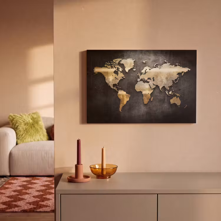 Canvas schilderij - Wereldkaart - Goud - Aarde — 2