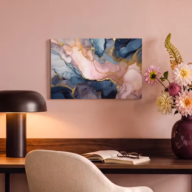 Canvas schilderij - Marmer - Roze - Blauw — 6