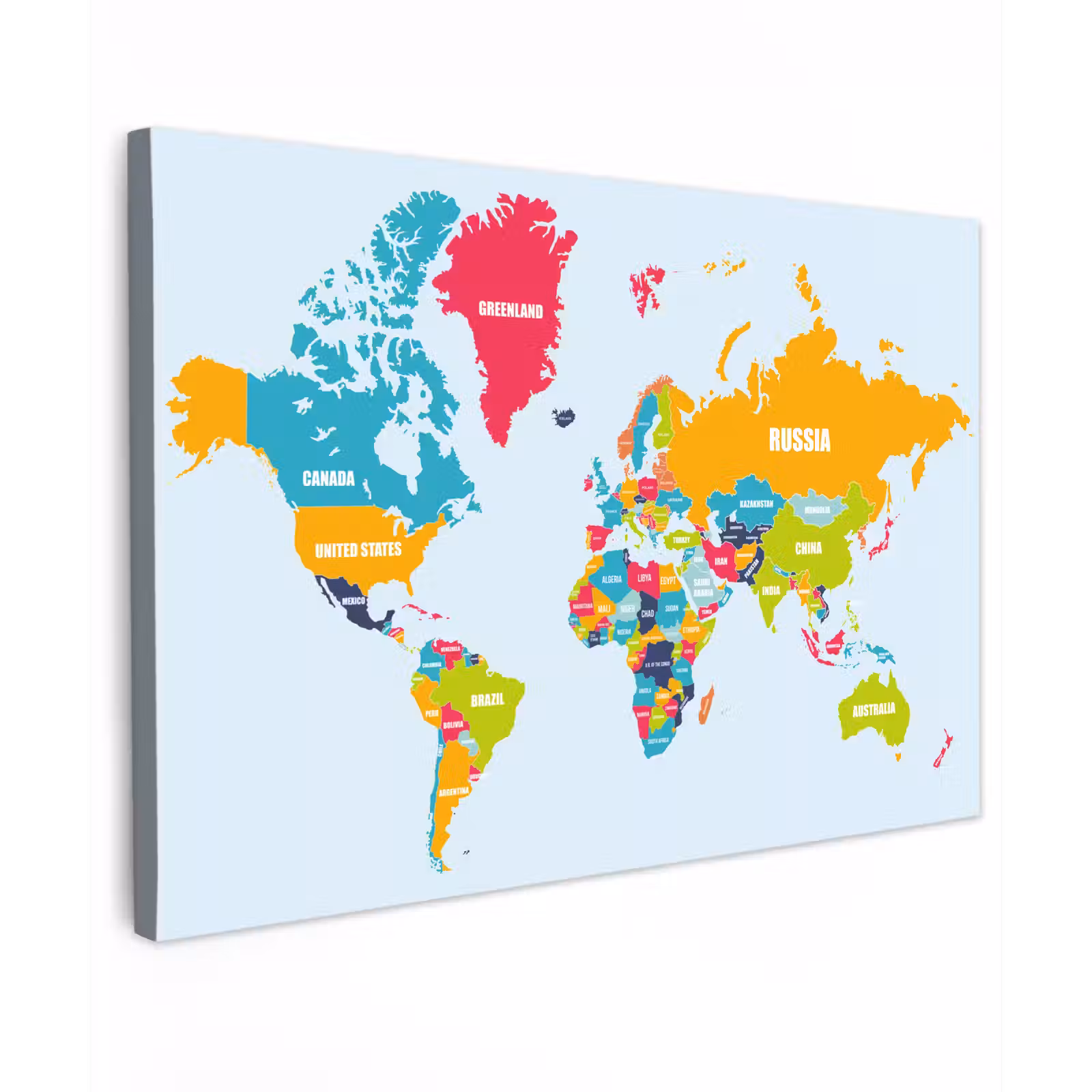 Canvas schilderij - Wereldkaart - Kleuren - Letters - Kinderen - Jongens - Meisjes — 1