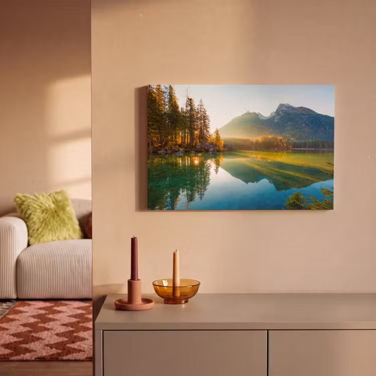Canvas schilderij - Meer - Bos - Bergen - Natuur - Zon - Landschap — 2