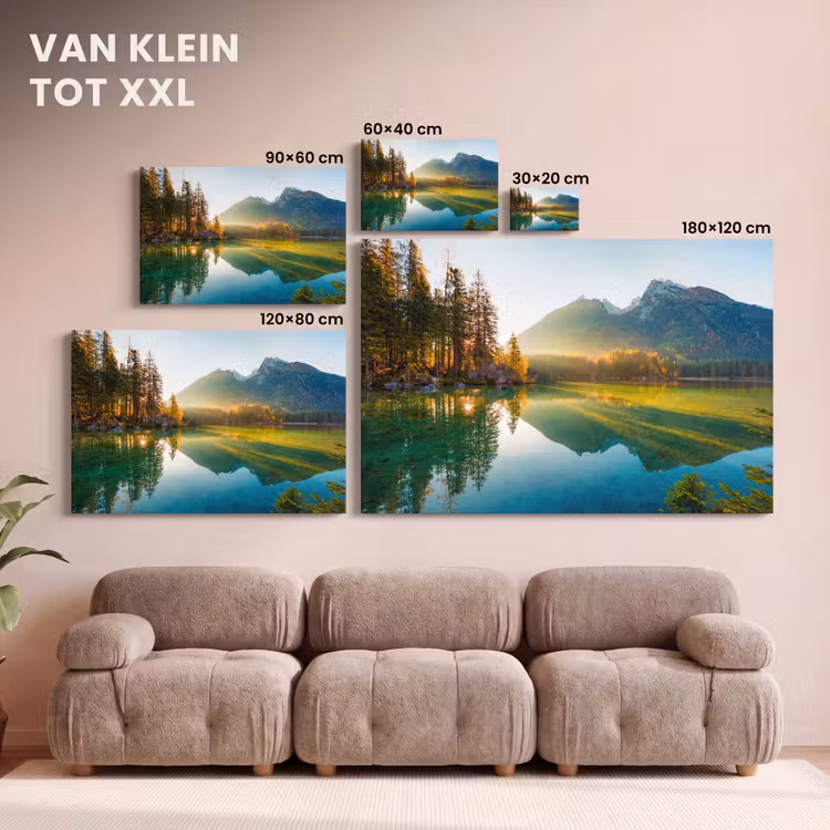 Canvas schilderij - Meer - Bos - Bergen - Natuur - Zon - Landschap — 7