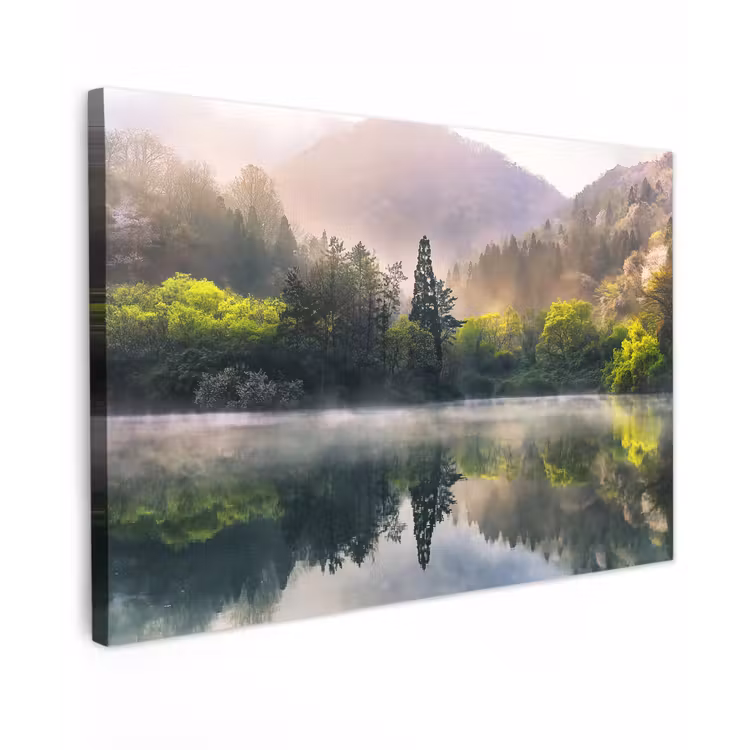 Canvas schilderij - Natuur - Bomen - Bergen - Meer - Water — 1