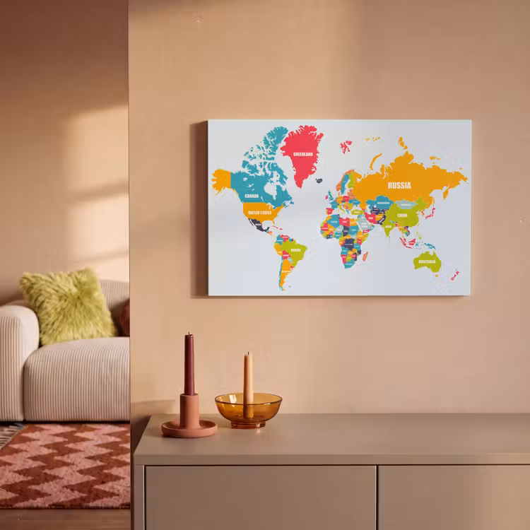 Canvas schilderij - Wereldkaart - Kleuren - Letters - Kinderen - Jongens - Meisjes — 2