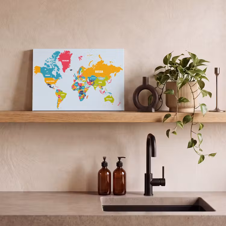 Canvas schilderij - Wereldkaart - Kleuren - Letters - Kinderen - Jongens - Meisjes — 4