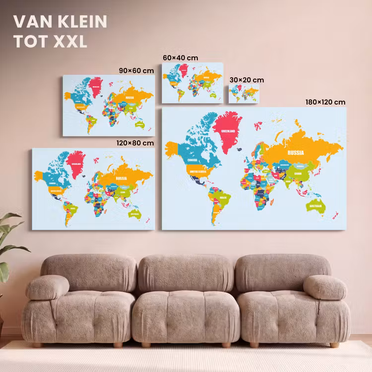 Canvas schilderij - Wereldkaart - Kleuren - Letters - Kinderen - Jongens - Meisjes — 8