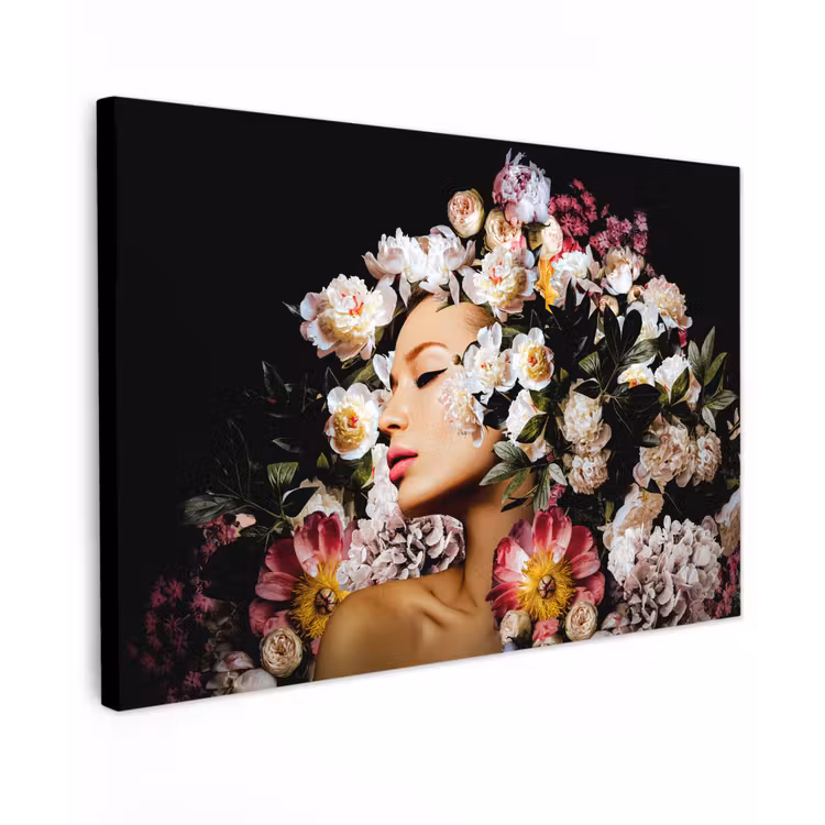 Canvas schilderij - Vrouwen - Bloemen - Rozen - Portret — 1