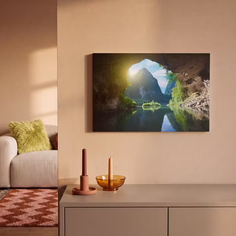 Canvas schilderij - Water - Grot - Zon - Natuur - Planten — 1